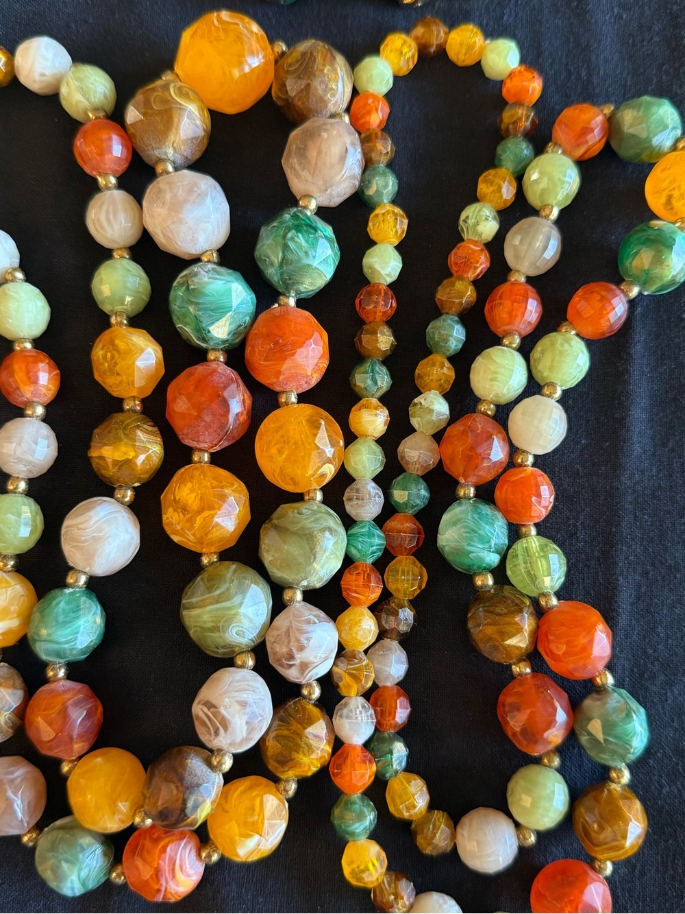 Vintage Kramer Jewelry Set Autumn Swirl Chunky Beads 2 Necklaces & Earrings Set - Picture 6 of 13